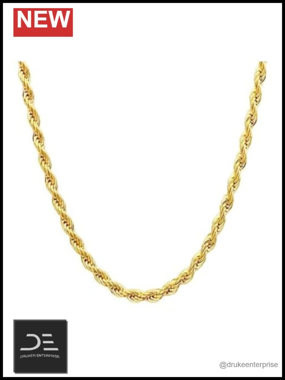 14K Yellow Solid Gold Twisted Rope Chain Necklace